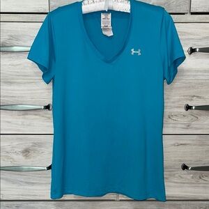 Under Armour Blue Fitted Short Sleeve V Neck Tee